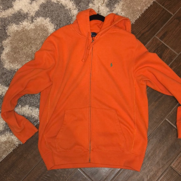 mens orange polo hoodie